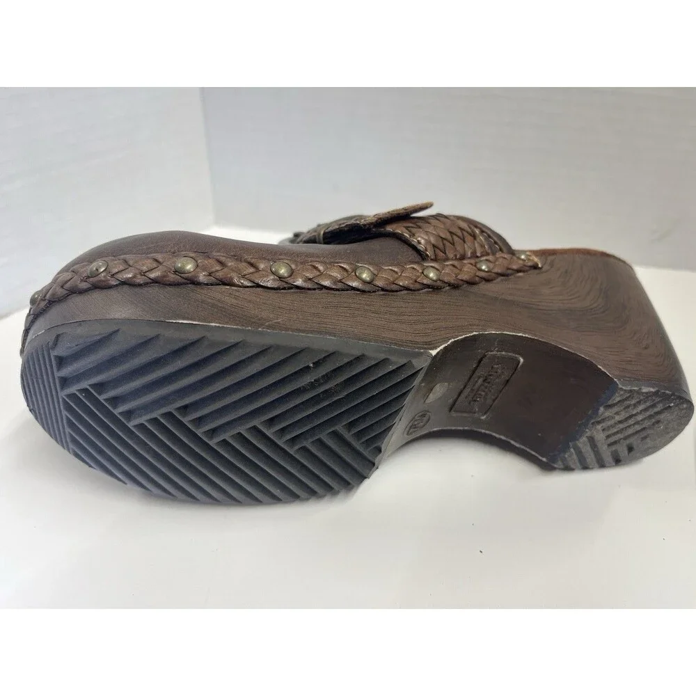 Vintage Arizona Clogs Mule Slides Nature Braided Leather Shoes Womens 7.5 Y2K